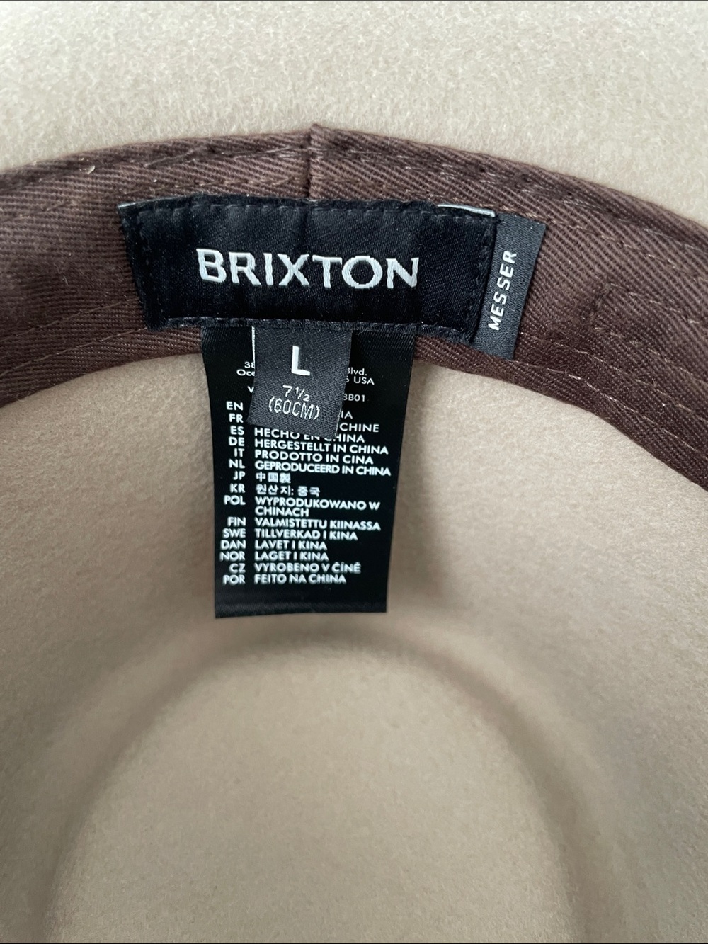 Brixton Cream Felt Fedora Hat with Leather Band • Large 7.5 - Picture 7 of 14